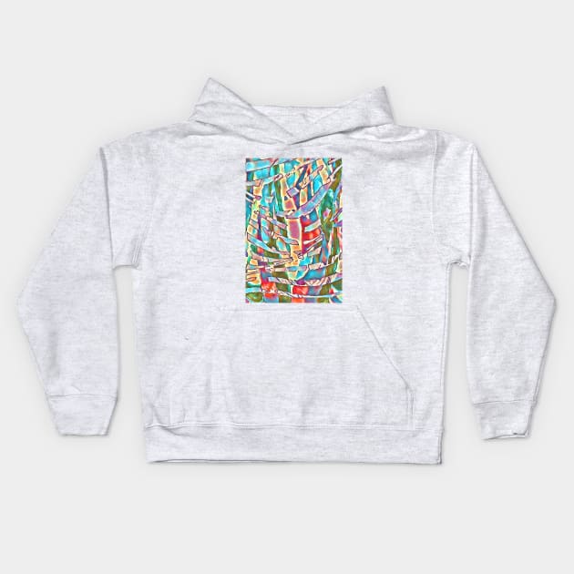 Primary colored abstract print Kids Hoodie by BJG Abstract Arts 